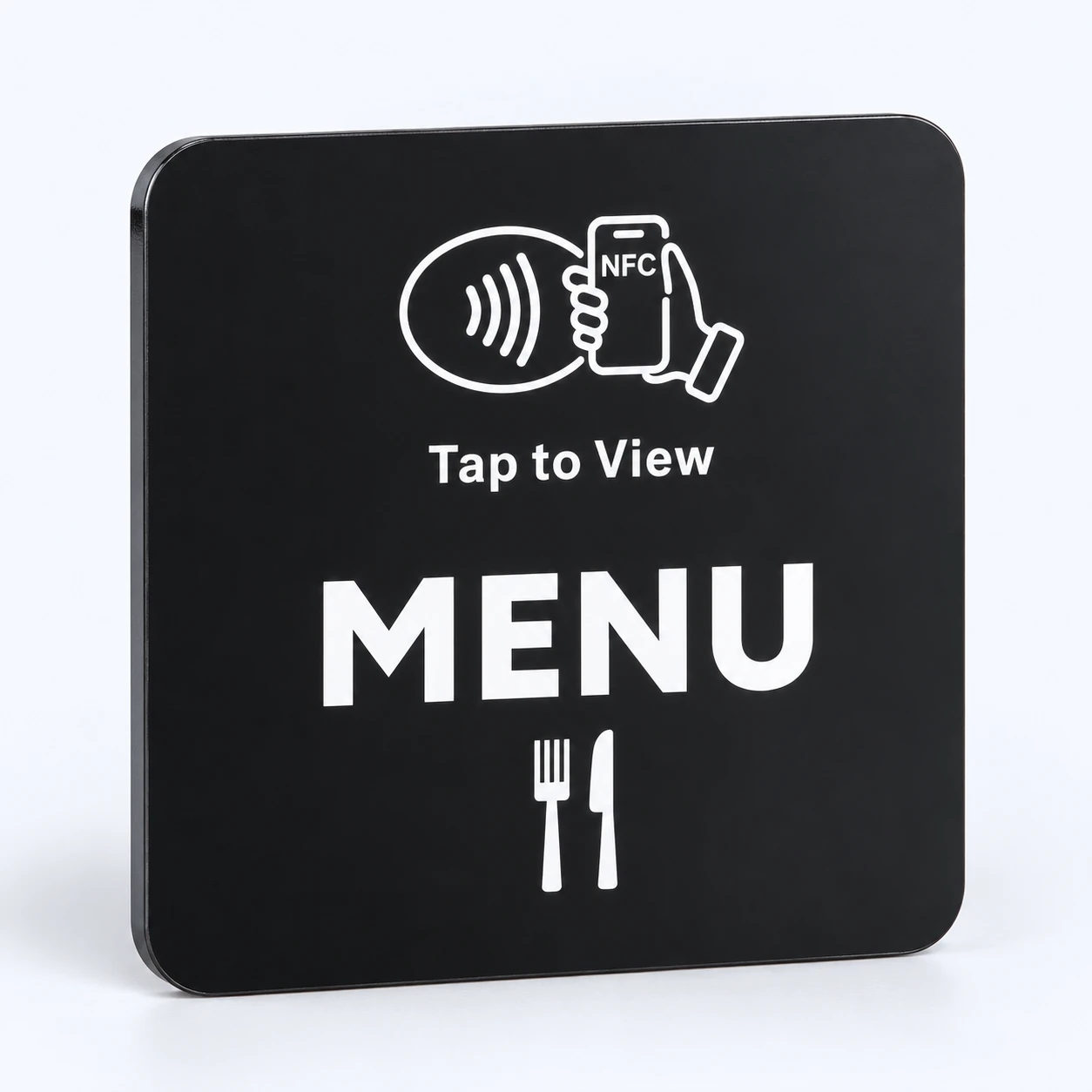Black NFC tap-to-view digital menu card